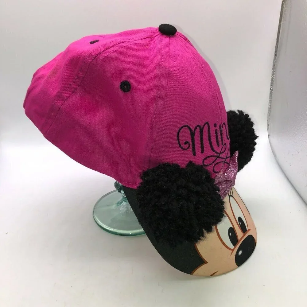 Disney Minnie Mouse Baseball Cap Hat Baseball Adjustable Snapback Fuzzy Ears